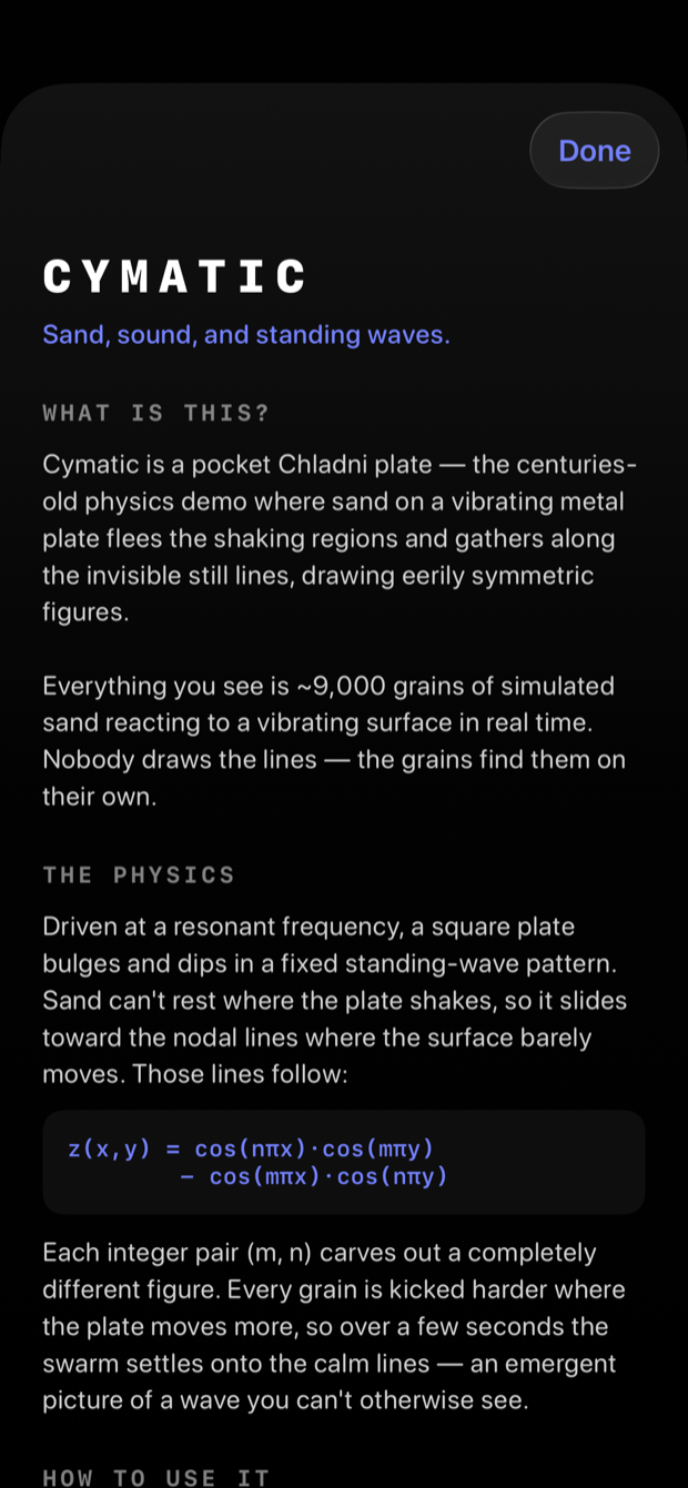 Cymatic about screen